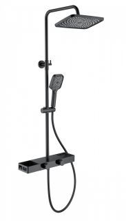 Душевая стойка Wonzon & Woghand Shelf WW-B3552-MB с термостатом чёрный матовый